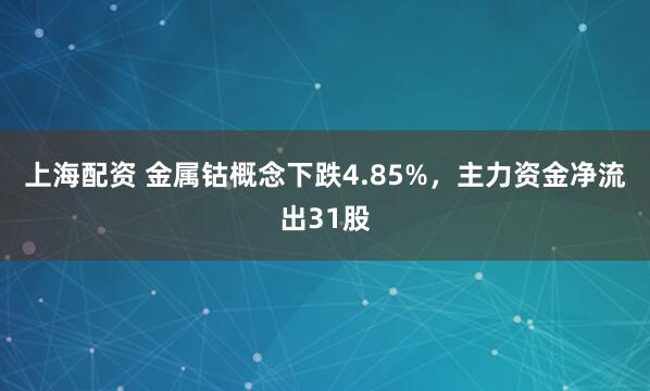上海配资 金属钴概念下跌4.85%,主力资金净流出31股